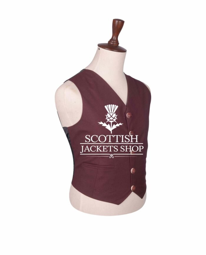 Burgundy Wool Crail Waistcoat