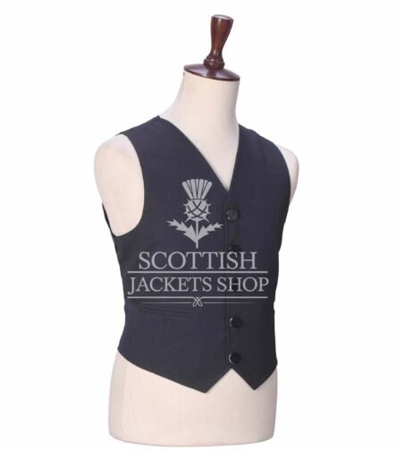 Charcoal Wool 5 Buttons Argyll Waistcoat