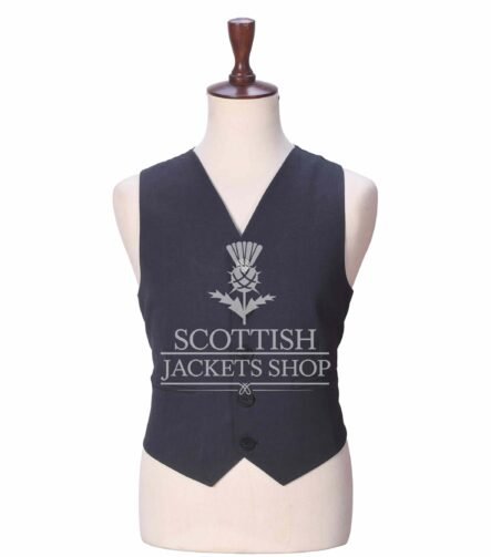 Charcoal Wool 5 Buttons Argyll Waistcoat