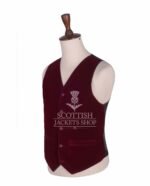 Red Vine Velvet 5 Buttons Argyll Waistcoat