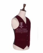 Red Vine Velvet 5 Buttons Argyll Waistcoat