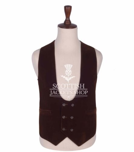 Brown Velvet Double Breasted Kilt Waistcoat