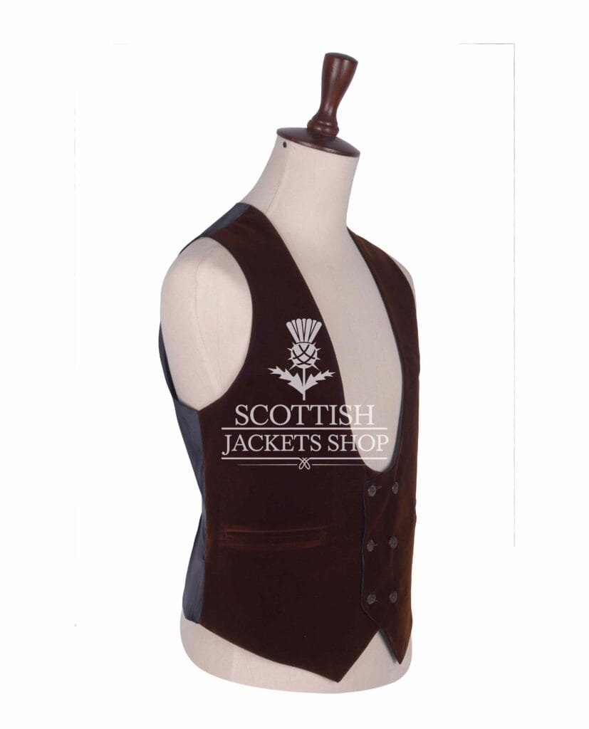 Brown Velvet Double Breasted Kilt Waistcoat