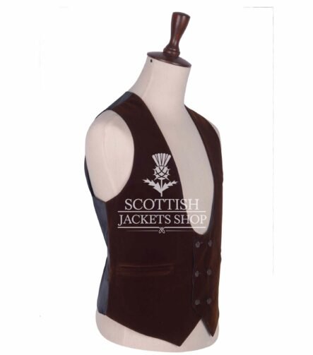 Brown Velvet Double Breasted Kilt Waistcoat