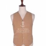 Tan Velvet 5 Buttons Argyll Waistcoat