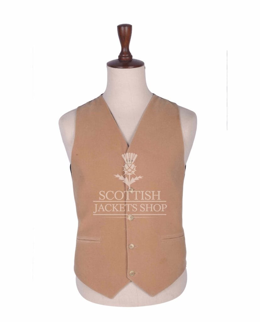 Tan Velvet 5 Buttons Argyll Waistcoat