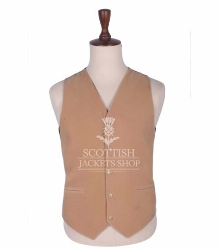 Tan Velvet 5 Buttons Argyll Waistcoat