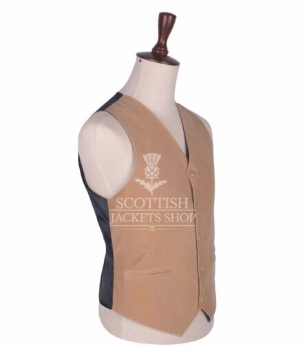 Tan Velvet 5 Buttons Argyll Waistcoat