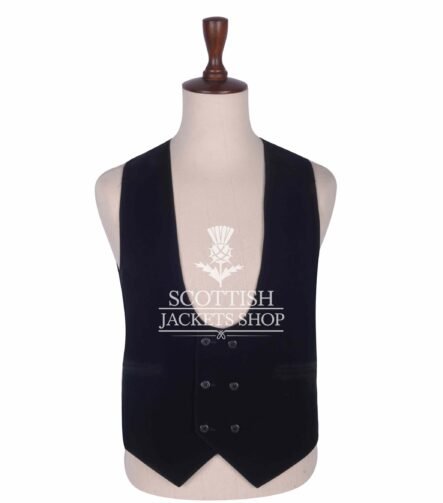 Black Velvet Double Breasted Kilt Waistcoat