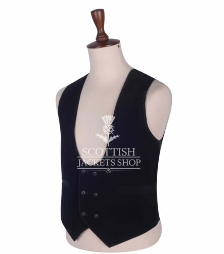 Black Velvet Double Breasted Kilt Waistcoat