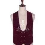 Red Vine Velvet Double Breasted Kilt Waistcoat