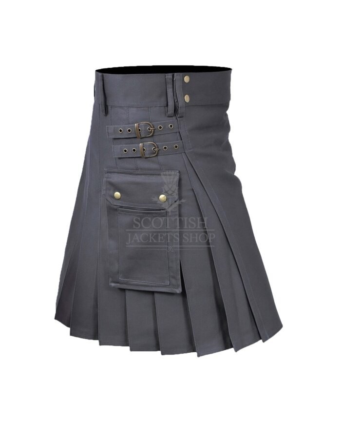 Gray Cotton Utility kilt