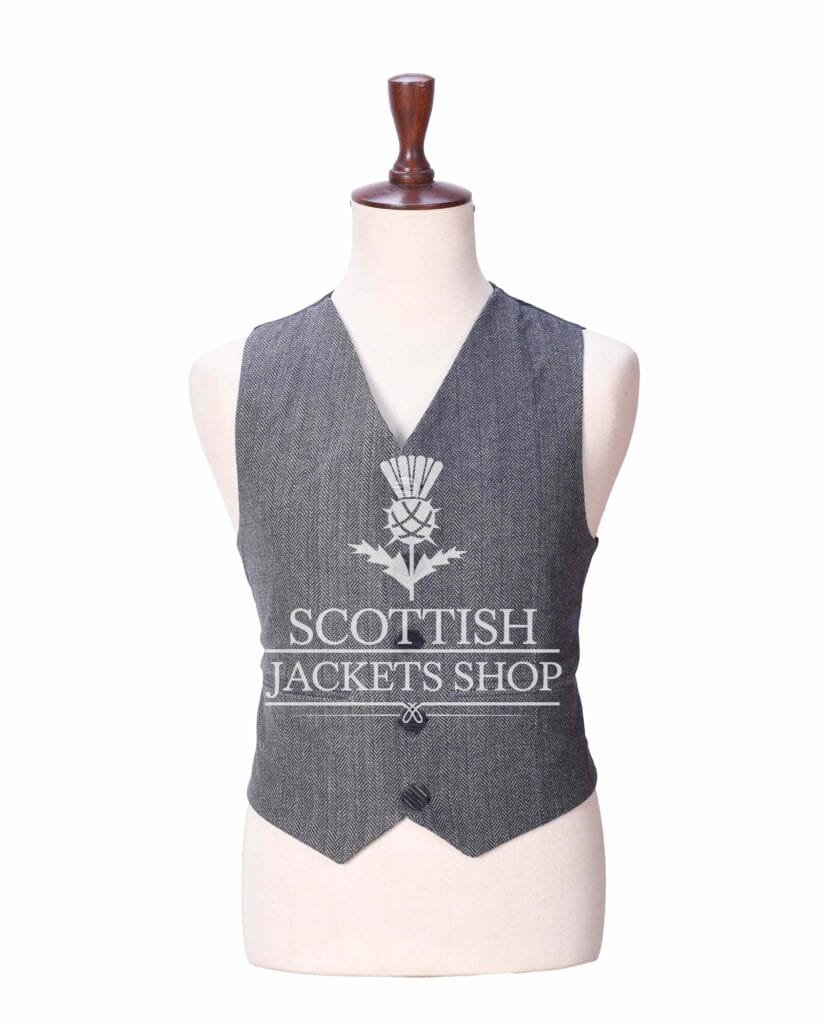 Gray Tweed 5 Buttons Argyll Waistcoat