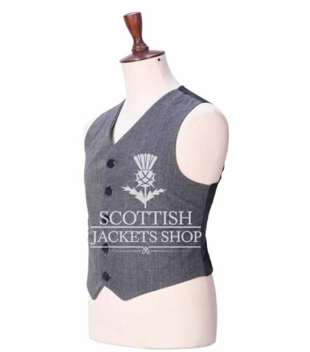 Gray Tweed 5 Buttons Argyll Waistcoat
