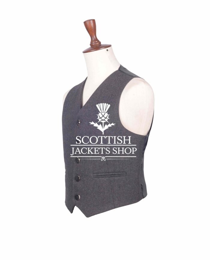 Gray Tweed Wool Argyll Waistcoat