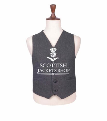 Gray Tweed Wool Argyll Waistcoat