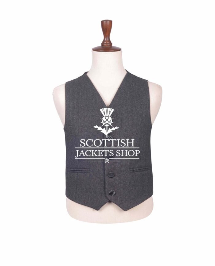 Gray Tweed Wool Argyll Waistcoat