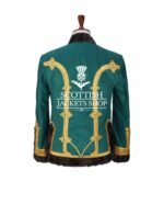 Green Wool Gold Braided Drummer Doublet Jacket