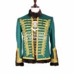 Green Wool Gold Braided Drummer Doublet Jacket