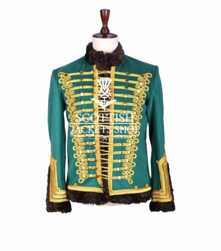 Green Wool Gold Braided Drummer Doublet Jacket