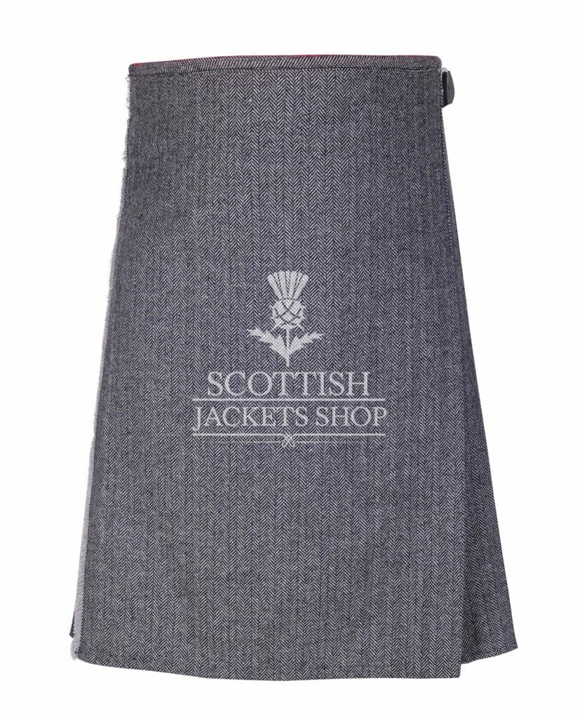 Grey Tweed 8 Yard Kilt Front Pose