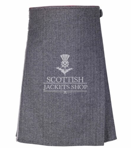 Grey Tweed 8 Yard Kilt Front Pose