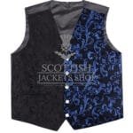 blue and Black Brocade Two Tone Hybrid Waistcoat