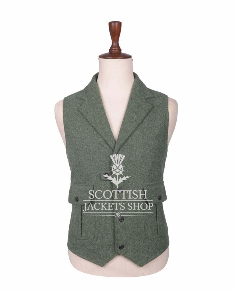 Lovat Green Wool Waistcoat For Men