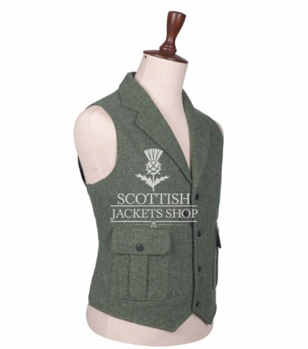 Lovat Green Wool Waistcoat For Men