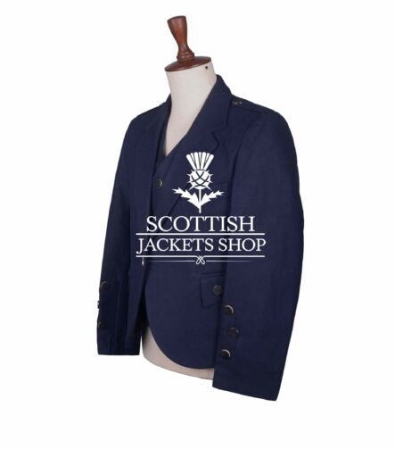 Navy Blue Wool Argyll Jacket