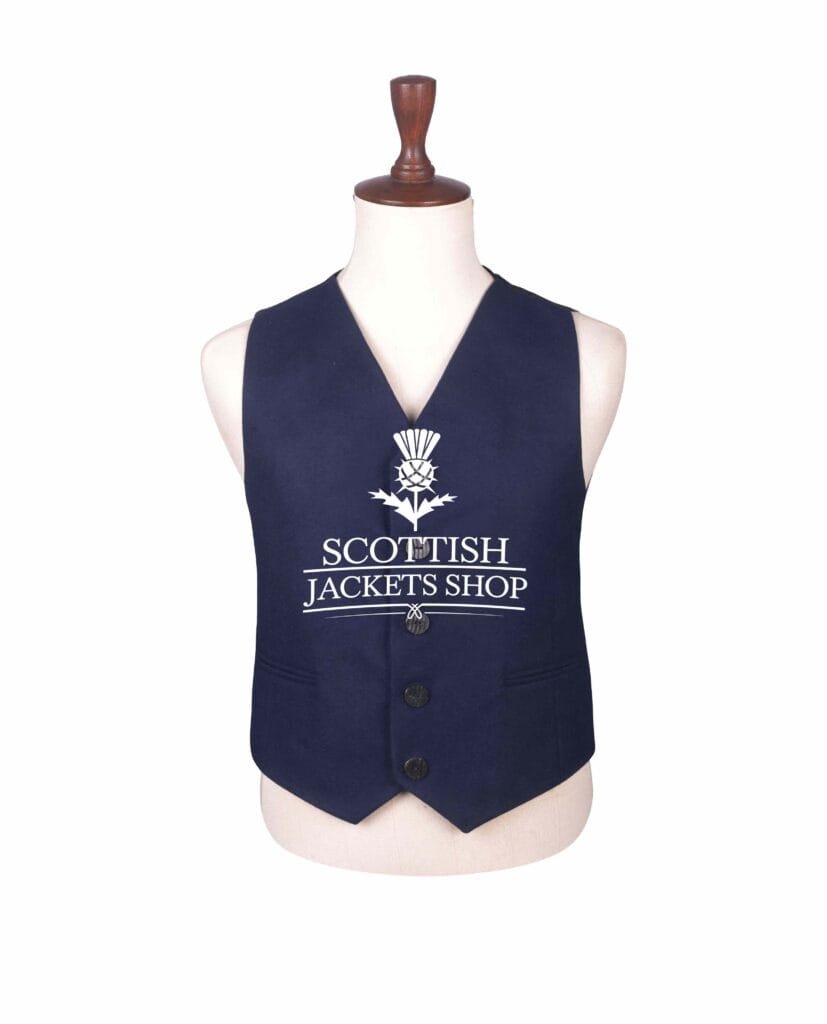 Navy Blue Wool Argyll Waistcoat
