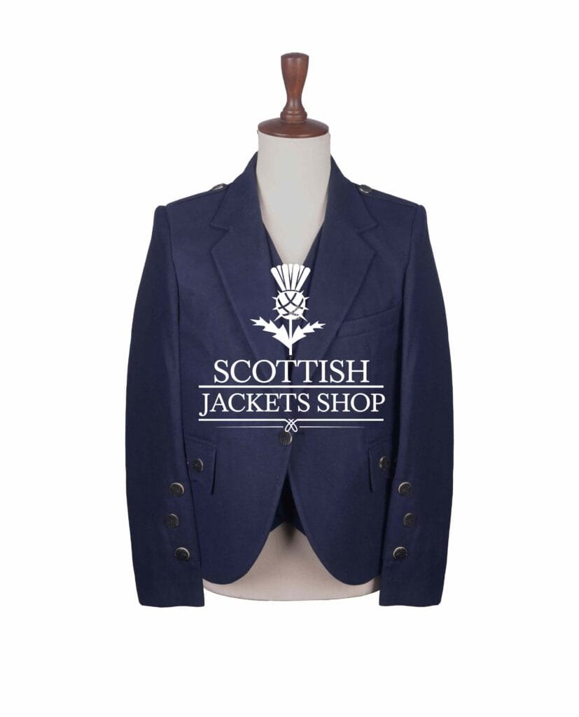 Navy Blue Wool Argyll Jacket