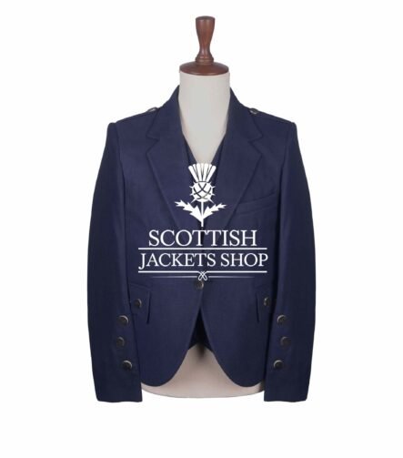 Navy Blue Wool Argyll Jacket
