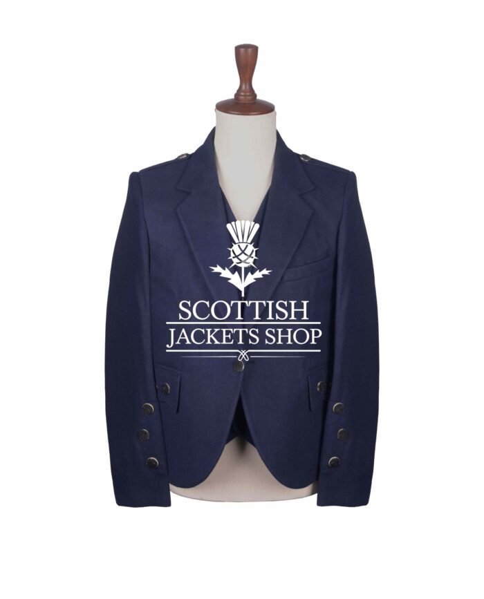 Navy Blue Wool Argyll Jacket