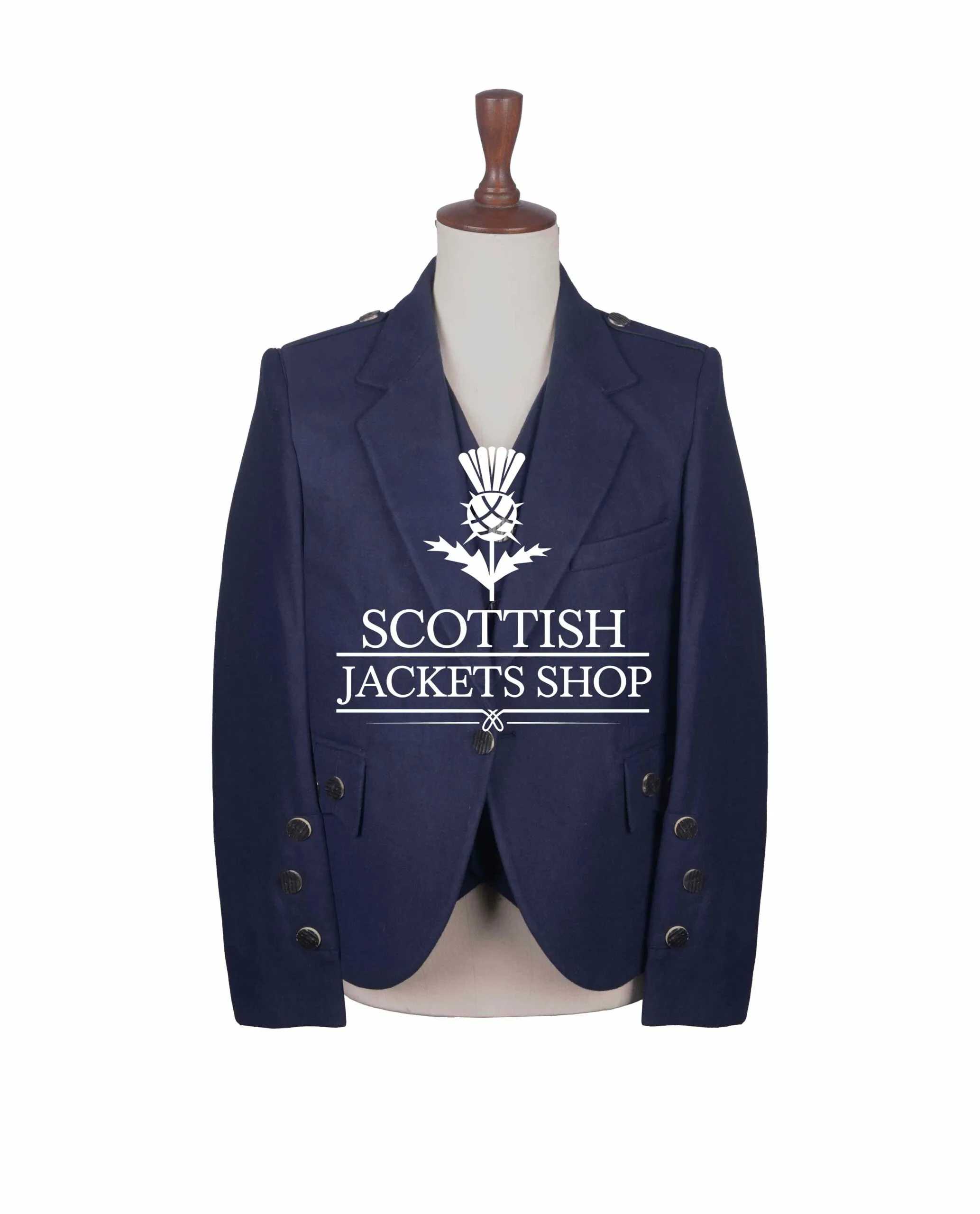 Navy Blue Wool Argyll Jacket