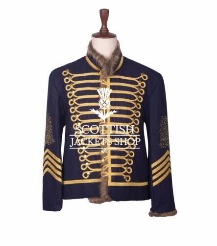 Navy Blue Wool Gold Braided Drummer Doublet Jacket