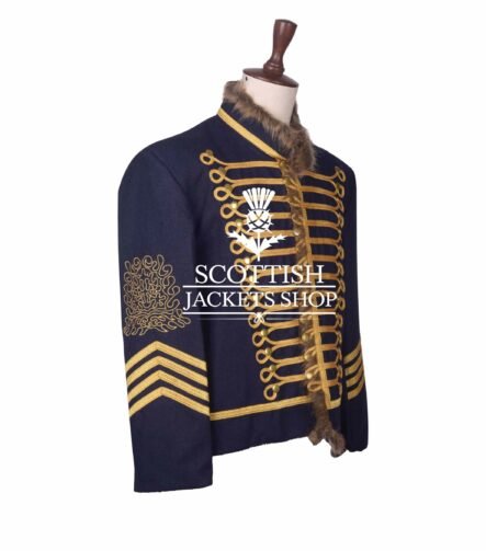 Navy Blue Wool Gold Braided Drummer Doublet Jacket
