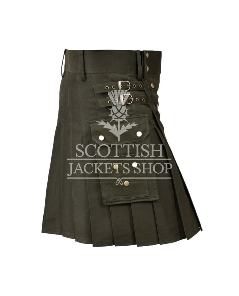 Olive Green Cotton Utility Kilt