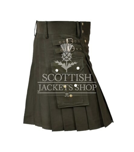 Olive Green Cotton Utility Kilt