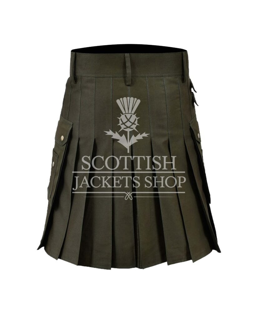 Olive Green Cotton Utility Kilt