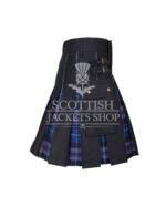 Blue and Black Cotton Hybrid Utility kilt
