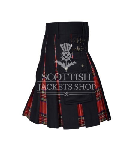 Royal Stewart Tartan Black Cotton Hybrid Utility Kilt