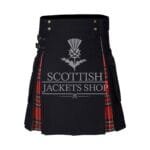 Royal Stewart Tartan Black Cotton Hybrid Utility Kilt