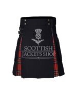 Royal Stewart Tartan Black Cotton Hybrid Utility Kilt