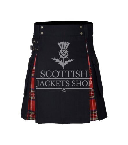 Royal Stewart Tartan Black Cotton Hybrid Utility Kilt