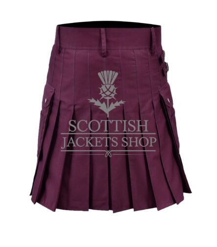 Maroon Cotton Utility kilt