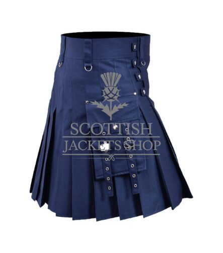 Navy Blue Cotton Utility Kilt