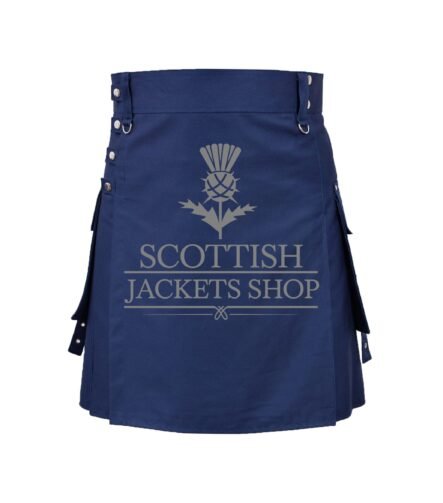 Navy Blue Cotton Utility Kilt
