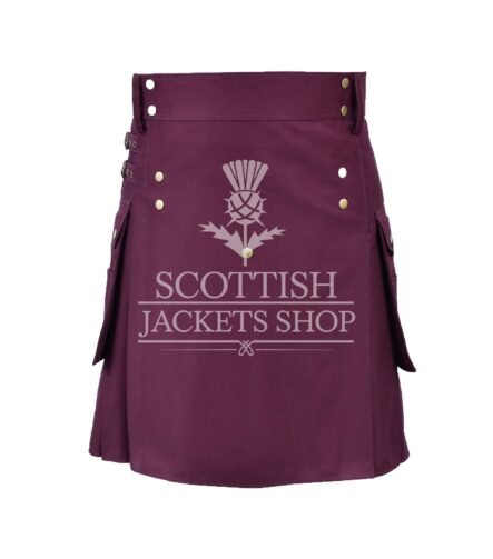 Maroon Cotton Utility kilt