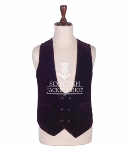 Purple Velvet Double Breasted Kilt Waistcoat
